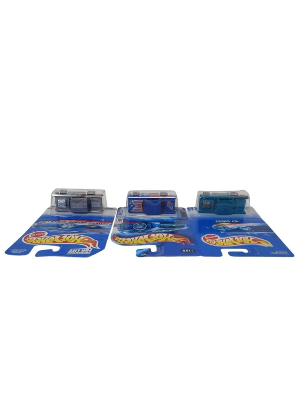 3 Hot Wheels 57 Chevy Die-Cast Cars Artistic License Star Spangled Blue New #D-3